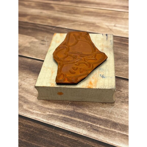 DISNEY ALL NIGHT MEDIA 997-J03 LAUGHING POOH BEAR WOOD MOUNTED RUBBER STAMP - Picture 6 of 6